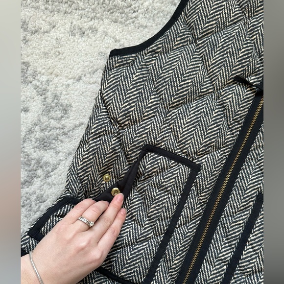 J.Crew Herringbone quilted Puffer Vest with very cool knit print - Picture 6 of 10